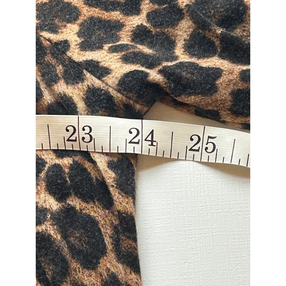 Michael Michael Kors Leopard Print Scoop Neck‎ 3/4 Sleeve Blouse Brown Large - Picture 7 of 9